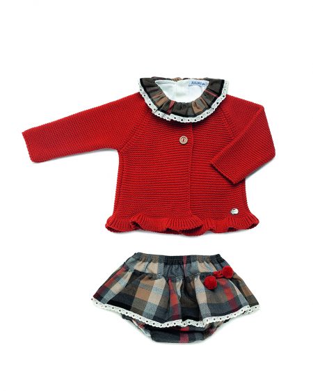 CONJUNTO CHAQUETA NIÑA FALDA CUADROS. JULIANA