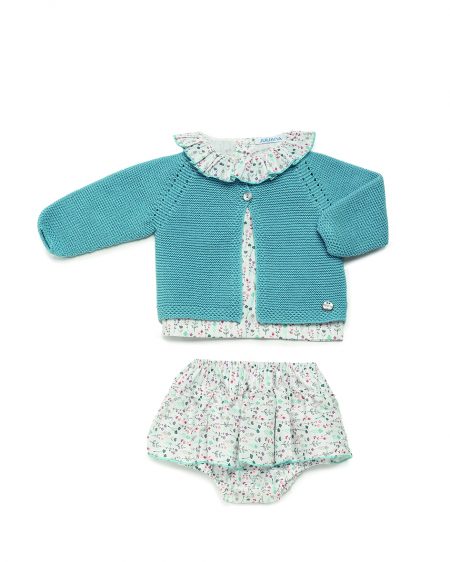 CONJUNTO CHAQUE NIÑA FALDA RAMITAS. JULIANA